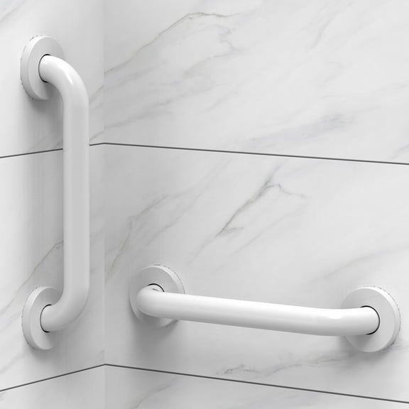 Heavy Duty Stainless Steel Grab Bars, 1-1/4 x 12 Inch ADA Compliant, 500lbs Weight Support, White Powder Coated, 2-Pack for Commercial Residential Use