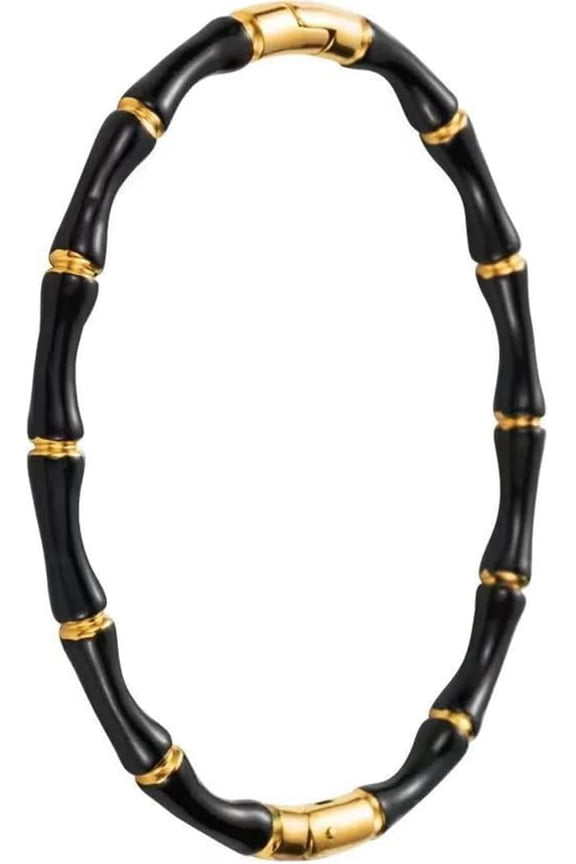 Stainless Steel Acrylic Resin Bamboo Bone Style Open Clasp Bangle Bracelet