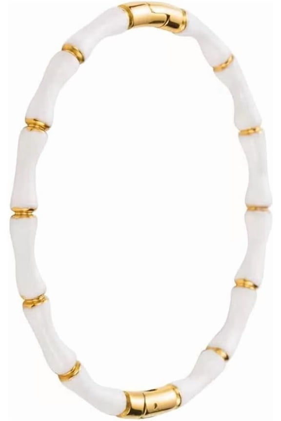 Stainless Steel Acrylic Resin Bamboo Bone Style Open Clasp Bangle Bracelet