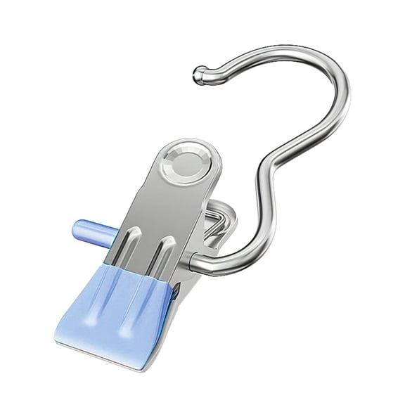 Stainless Steel Adhesive Hooks, Heavy Duty Adhesive Hooks, Multi-Purpose No Trace Adhesive Hooks, Laundry Hook Strap Clip, Boot Rack Clothing Pin, Portable Drying Clip, 4.33×0.98 Inch