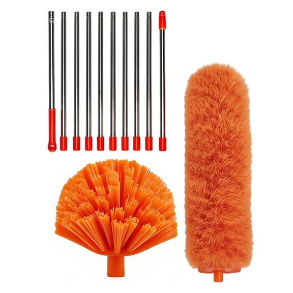 Stainless Steel Adjustable Brush with Microfiber for Fan Wall and Baseboard Dusting