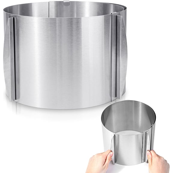 Stainless Steel Adjustable Cake Mold 6 to 12 Inch - Expandable Baking Ring for Cheesecake, Mousse, and Pastry - Thousand Layer Cake Pan for Baking, DIY Dessert Making - Kitchen Baking Tool for Home