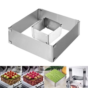 Stainless Steel Adjustable Cake Ring Telescopic Square Mousse Mold for Professional Baking and Tiramisu Maker Silver Kitchen Tool