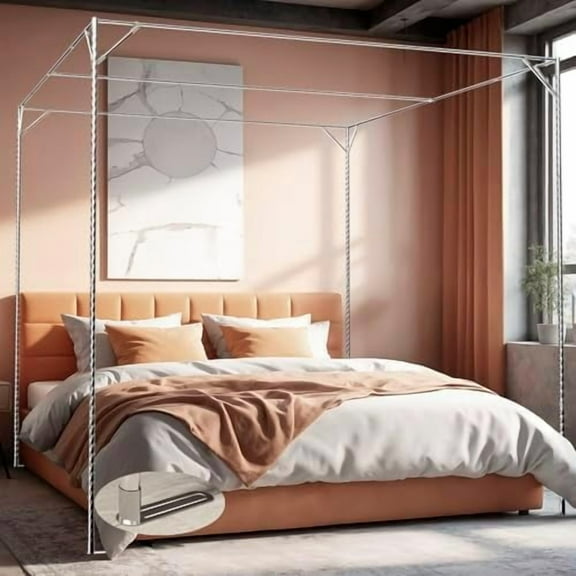 Stainless Steel Adjustable Canopy Bed Frame, Suitable for Twin,Full,Queen and King Size, Thicken Bed Frame Bracket for Metal Bed or Wood Bed Mosquito Curtains Bedroom dcor$$Bedding