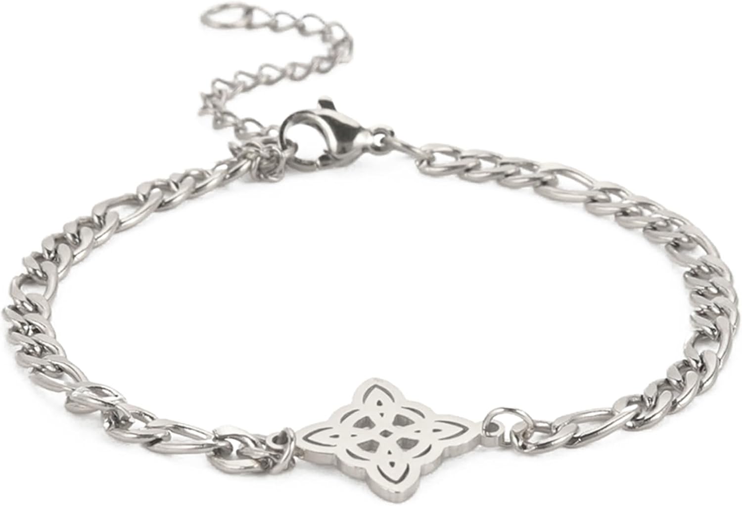 Witches Knot Bracelet For Women – Celtic Knot Adjustable Double Layer Bracelet In Stainless Steel