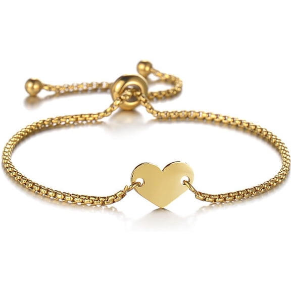 Stainless Steel Adjustable Chain Style Heart Charm Bracelet