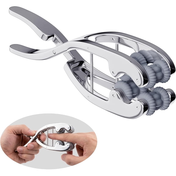 Stainless Steel Adjustable Finger Massage Roller for Knuckle & Palm, 2026 Updated Spring Lever Loaded Dual Roller Finger Massager Tool Manual Massage Roller for Trigger Finger Hand Fatigue Relief