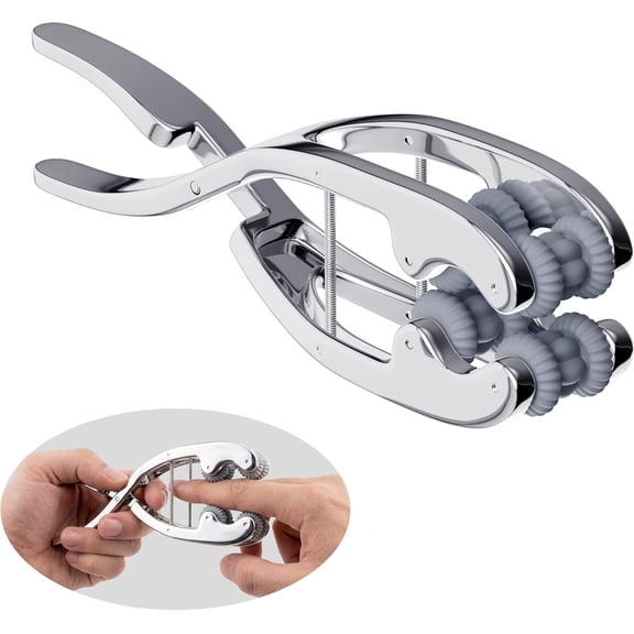Stainless Steel Adjustable Finger Massage Roller for Knuckle & Palm, 2026 Updated Spring Lever Loaded Dual Roller Finger Massager Tool Manual Massage Roller for Trigger Finger Hand Fatigue Relief