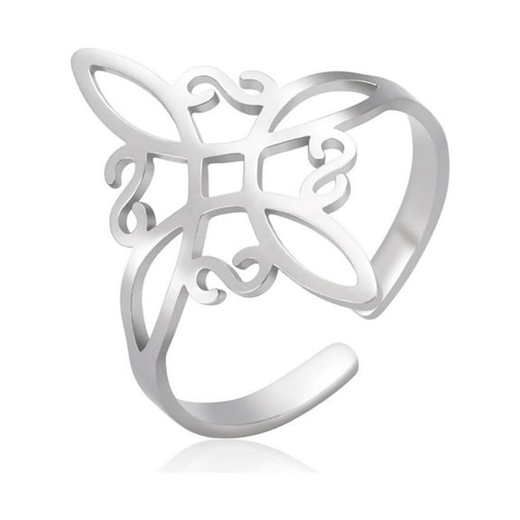 Stainless Steel Adjustable Finger Rings Witches Knot Rings Geometric Celtic Knot
