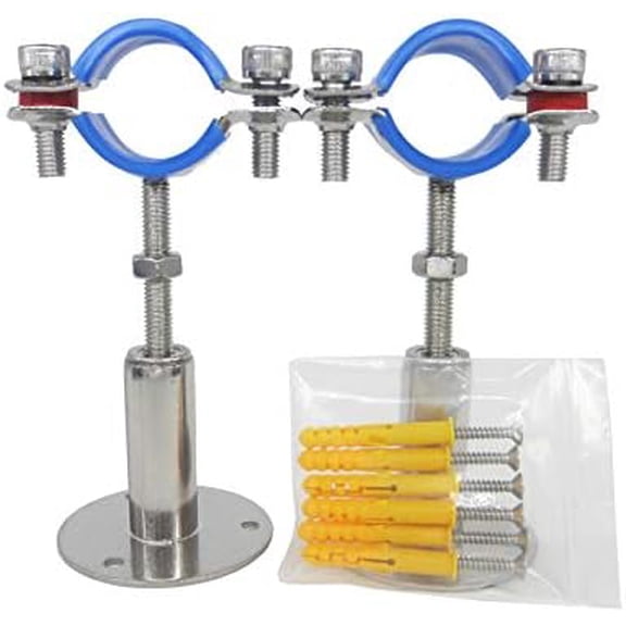 Stainless Steel Adjustable Pipe Clamp Bracket - Wall/Ceiling Mount Support for 1-1/4 Inch Pipe, Heavy-Duty Rustproof Brackets with Screws, Set of 2