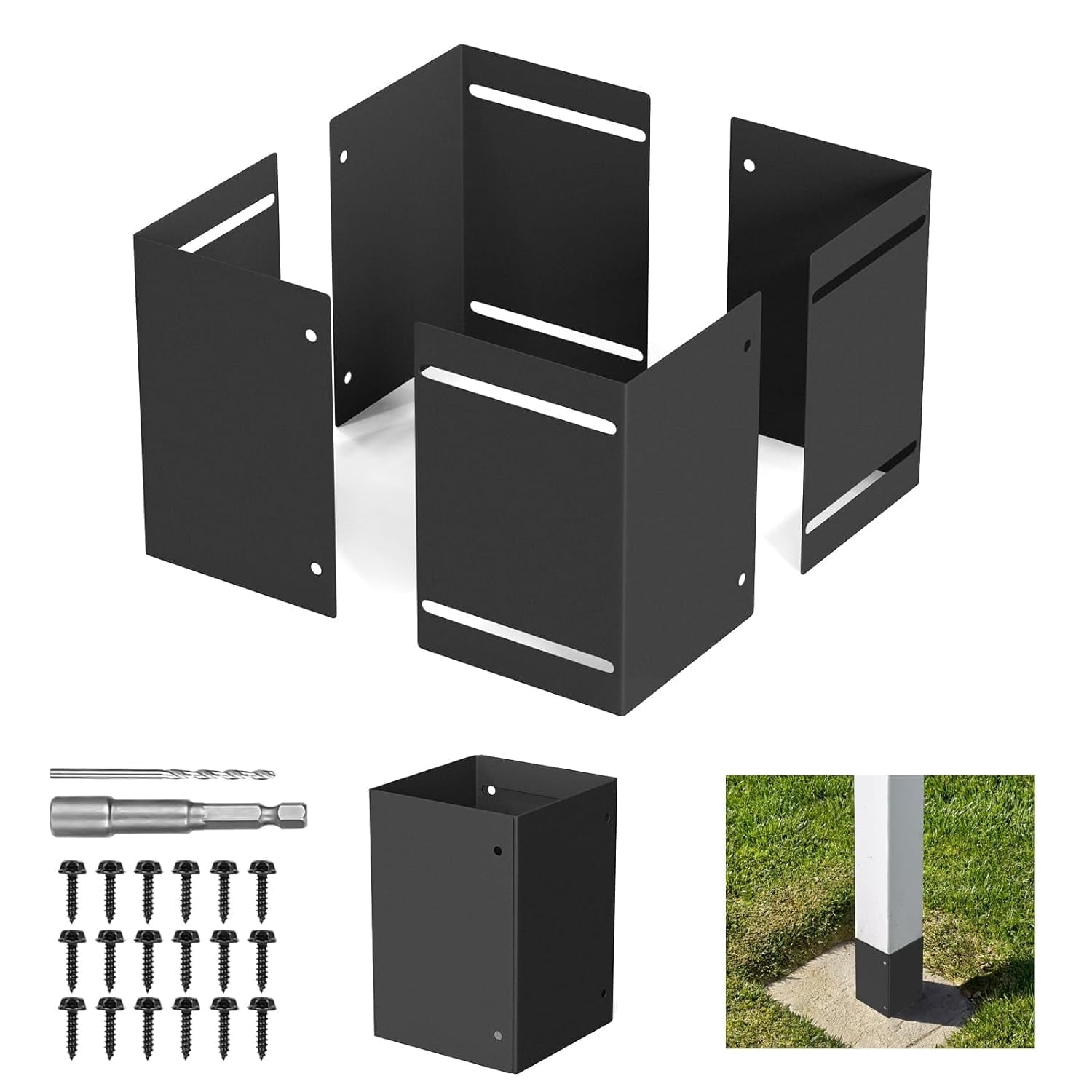Stainless Steel Adjustable Post Protector, Post Sleeve Post Base