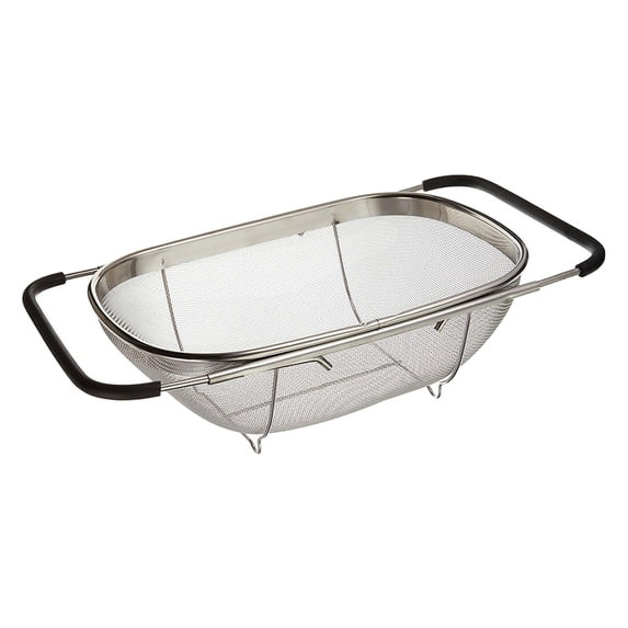 Stainless Steel Adjustable Sink Colander Mesh Strainer Basket Sieve Kitchen Tool