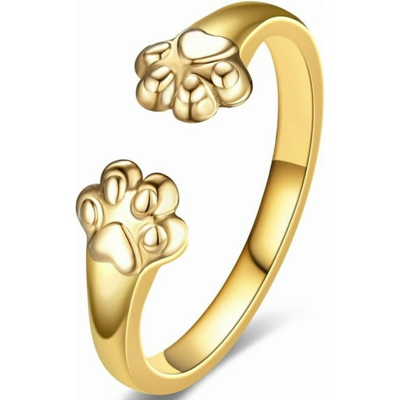Stainless Steel Adjustable Size Cat Dog Pet Paw Style Holiday Party Wedding Statement Ring