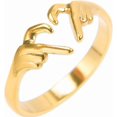 thumbnail image 1 of Stainless Steel Adjustable Size Heart Shaped Hand Language Weddding Promise Anniversary Statement Ring, 1 of 2