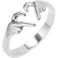 thumbnail image 1 of Stainless Steel Adjustable Size Heart Shaped Hand Language Weddding Promise Anniversary Statement Ring, 1 of 2