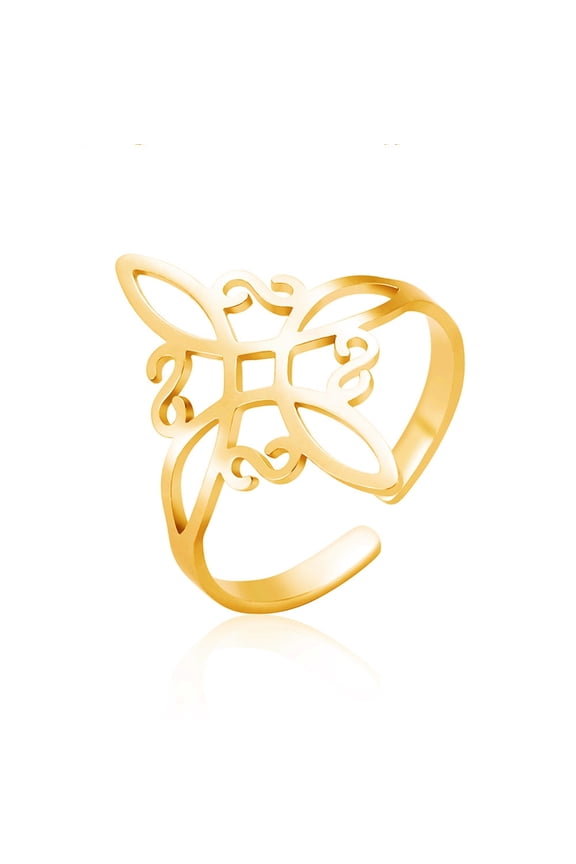 Stainless Steel Adjustable Witches Knot Rings Geometric Knot Rings Open for Women