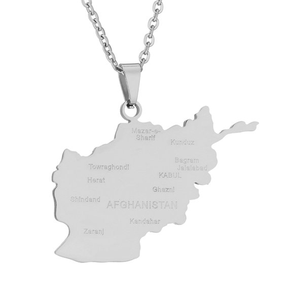 Stainless Steel Afghanistan Map Pendant Necklace Women Men Fashion Jewelry Silver/Gold Color Patriotism Country Choker