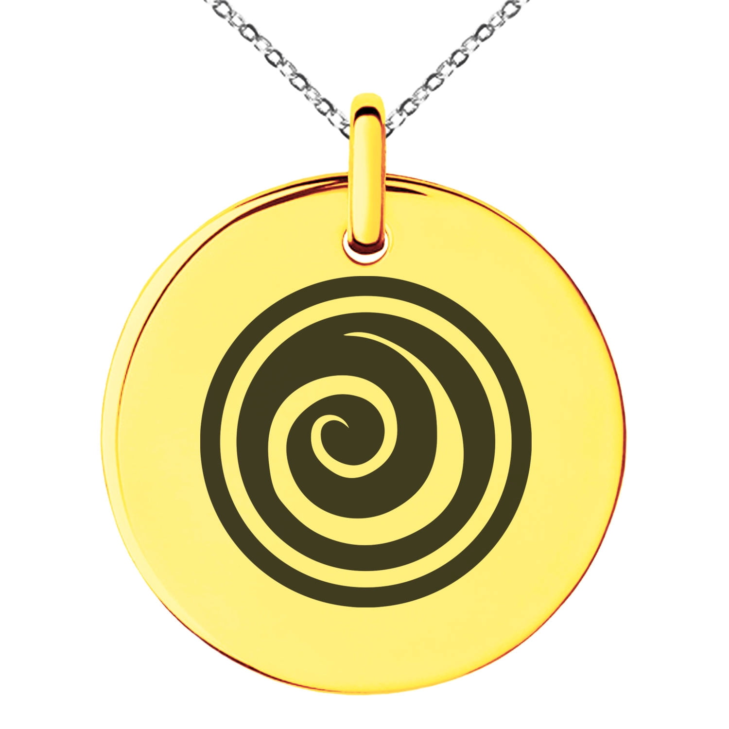 Stainless Steel Air Element Rune Engraved Small Medallion Circle Charm ...