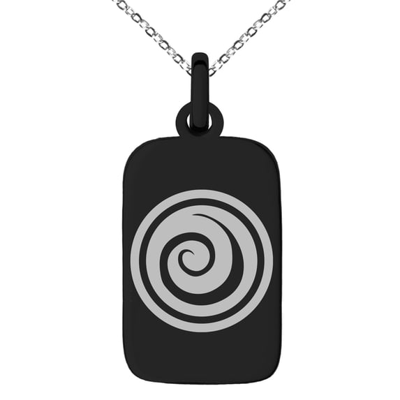 Tioneer Stainless Steel Air Element Rune Engraved Small Rectangle Dog Tag Charm Pendant Necklace