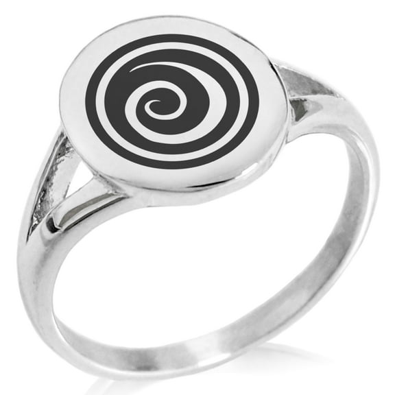 Stainless Steel Air Element Rune Minimalist Oval Top Polished Statement Signet Ring