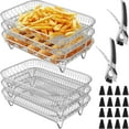 thumbnail image 1 of Stainless Steel Air Fryer Racks Stackable 3 Tier Cooling Racks with Tong for Air Fryer Oven Dehydrator Multi Layer Cooking Baking and Roasting Accessories for Home Commercial Use, 1 of 8
