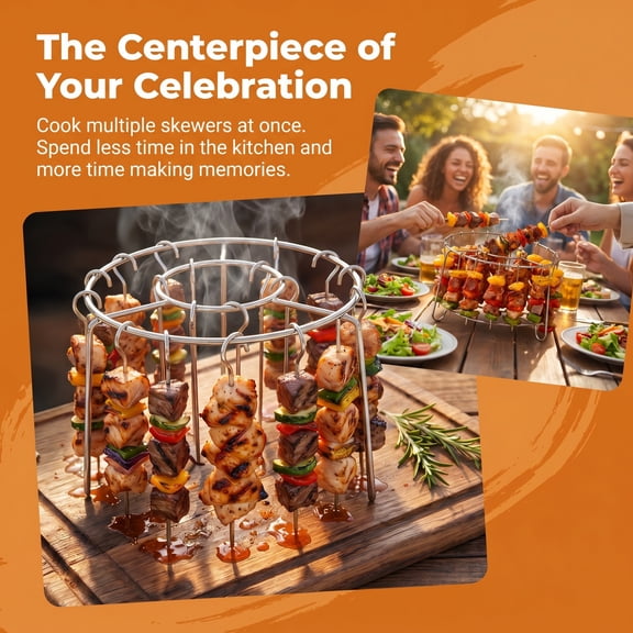Stainless Steel Air Fryer Skewer Rack, New Vertical Hanging Grill Roasting Rack for Kabob BBQ.(12 Skewers)