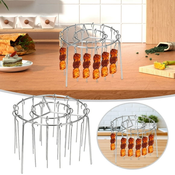 Stainless Steel Air Fryer Skewer Set - 24-Piece Vertical Hanging Kabob Rack for Grilling Chicken, Meat & Vegetables - Works in Air Fryers & Conventional Ovens (Barbecue Essential)
