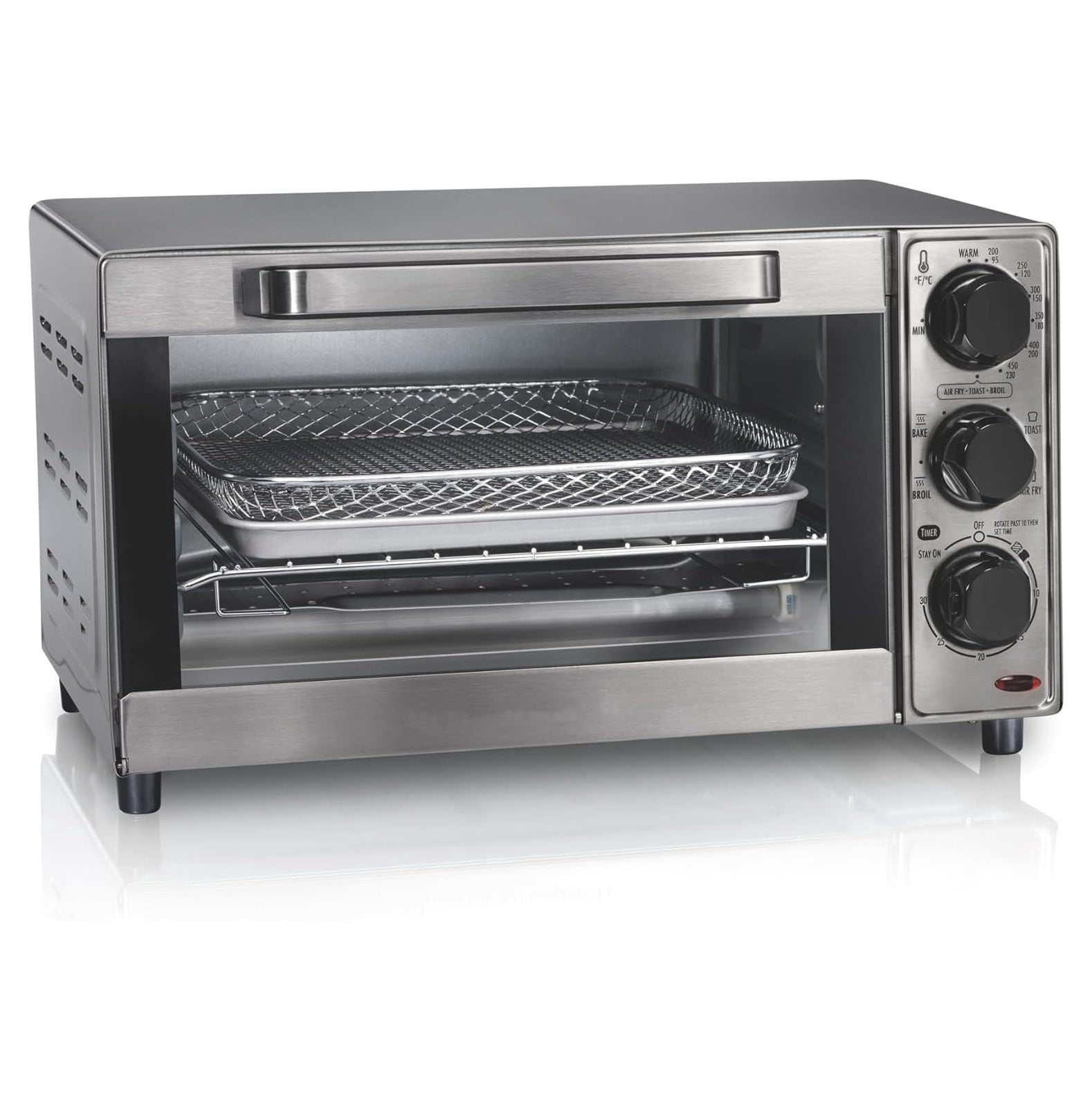 Stainless Steel Air Fryer Toaster Oven, 4 Slice Capacity