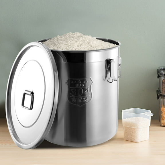 Stainless Steel Airtight Canister, Dry/Wet Food Rice Cereal Grain Storage Container with Handles and Lid (48L)