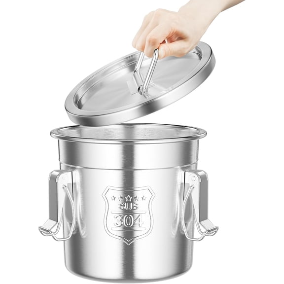 Stainless Steel Airtight Canister for Kitchen, Rice Cereal Grain Canisters Container for Household Kitchen Food Bean Flour Oil Sugar Milk Cookie Storager Bucket w/Handles+Lid (6L/12L) (6L)