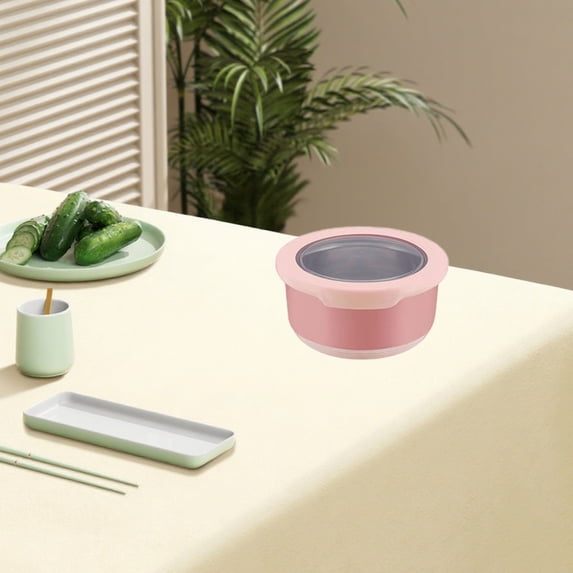 Stainless Steel Airtight Food Container - 220ml/7.4oz Leak-Proof Bento Box with Clear Lid, Portable Snack Cup for Office & Travel