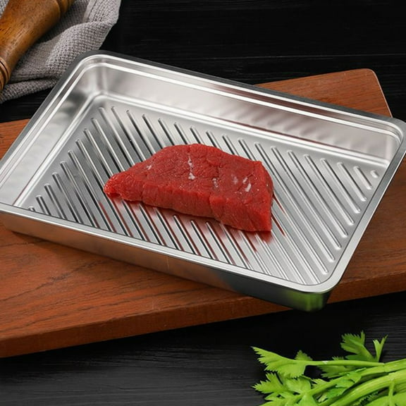 Stainless Steel Airtight Meat Storage Container for Refrigerator | 1 Pound Capacity | Dishwasher Safe Kitchen Food Organizer with Elevated Base & Lid