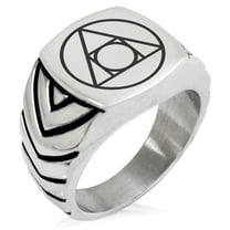 Stainless Steel Alchemy Chevron Pattern Biker Style Polished Ring