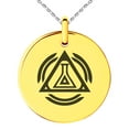 thumbnail image 1 of Stainless Steel Alchemy Magic Rune Engraved Small Medallion Circle Charm Pendant Necklace, 1 of 1