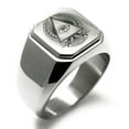 thumbnail image 1 of Tioneer Stainless Steel All Seeing Eye New World Order Engraved Square Flat Top Biker Style Polished Signet Ring, 1 of 1