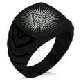 thumbnail image 1 of Tioneer Stainless Steel All Seeing Eye of Providence Chevron Pattern Biker Style Polished Ring, 1 of 1