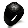 thumbnail image 1 of Stainless Steel All Seeing Eye of Providence Engraved Square Flat Top Biker Style Polished Signet Ring, 1 of 1
