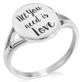 thumbnail image 1 of Stainless Steel All You Need Is Love Minimalist Oval Top Polished Statement Ring, 1 of 1