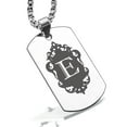 thumbnail image 1 of Stainless Steel Alphabet Letter E initial Dog Tag Pendant Necklace, 1 of 3