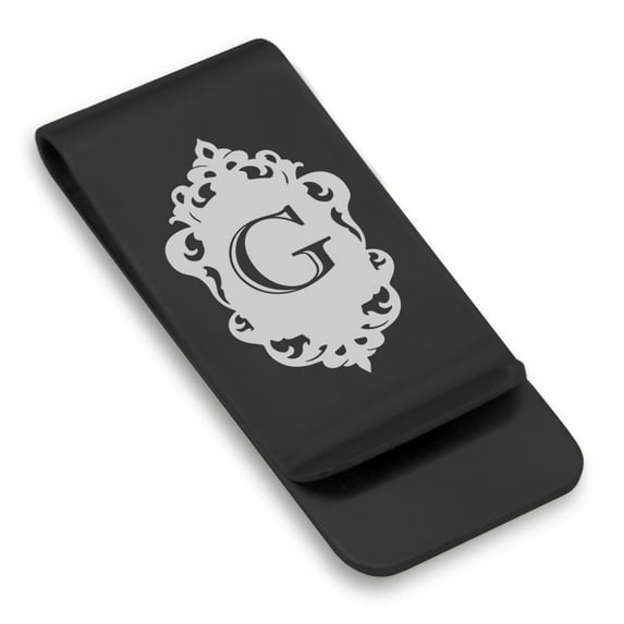 Stainless Steel Alphabet Letter G initial Classic Slim Money Clip Credit Card Holder