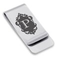 thumbnail image 1 of Stainless Steel Alphabet Letter P initial Classic Slim Money Clip Credit Card Holder, 1 of 2