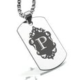 thumbnail image 1 of Stainless Steel Alphabet Letter P initial Dog Tag Pendant Necklace, 1 of 3