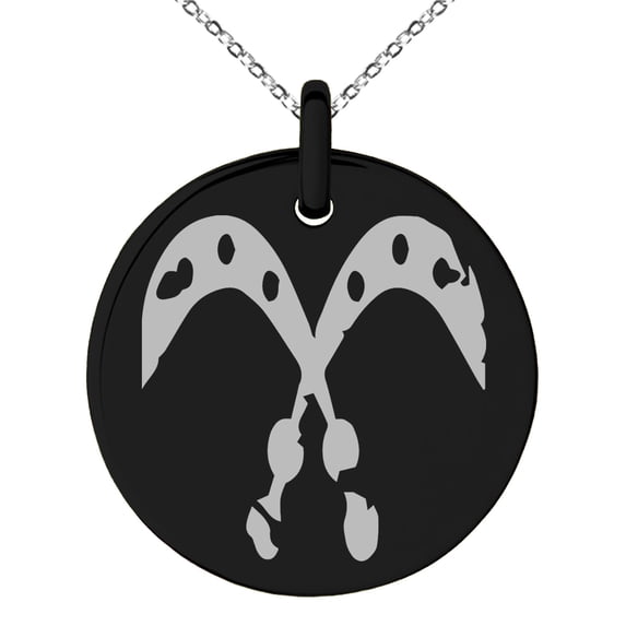 Stainless Steel Ancient Tribal Courage Rune Engraved Small Medallion Circle Charm Pendant Necklace