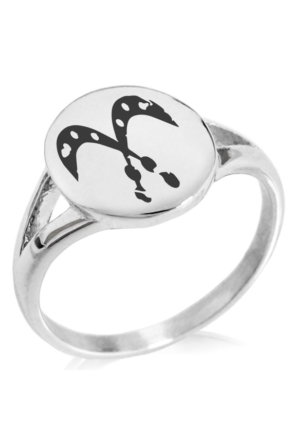 Stainless Steel Ancient Tribal Courage Rune Minimalist Oval Top Polished Statement Signet Ring