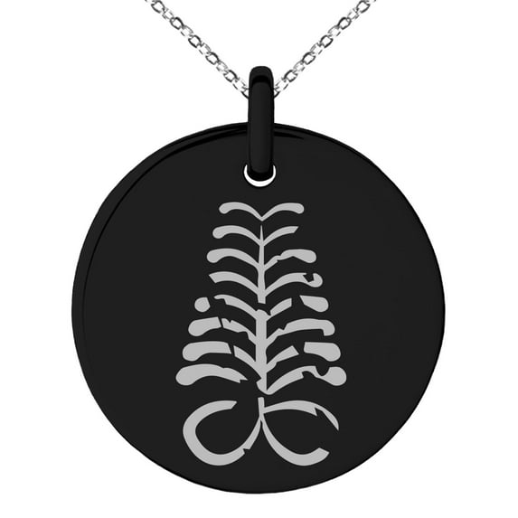 Stainless Steel Ancient Tribal Endurance Rune Engraved Small Medallion Circle Charm Pendant Necklace