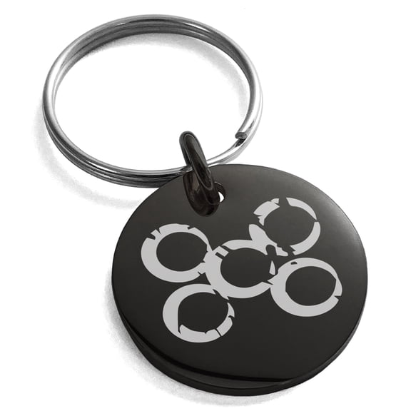 Stainless Steel Ancient Tribal Loyalty Rune Engraved Small Medallion Circle Charm Keychain Keyring