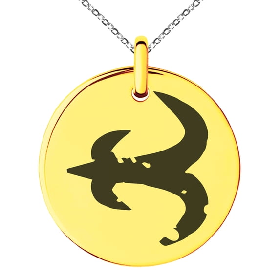 Tioneer Stainless Steel Ancient Tribal Mercy Rune Engraved Small Medallion Circle Charm Pendant Necklace