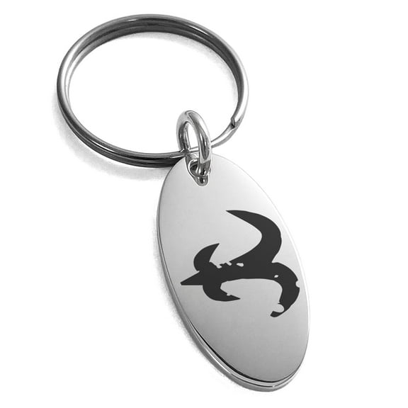 Tioneer Stainless Steel Ancient Tribal Mercy Rune Engraved Small Oval Charm Keychain Keyring