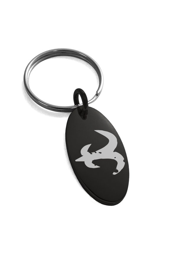 Stainless Steel Ancient Tribal Mercy Rune Engraved Small Oval Charm Keychain Keyring
