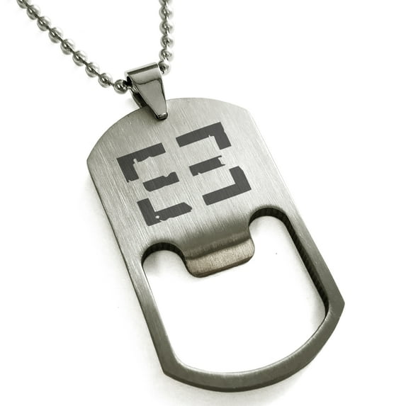 Tioneer Stainless Steel Ancient Tribal Support Rune Engraved Bottle Opener Dog Tag Pendant Necklace